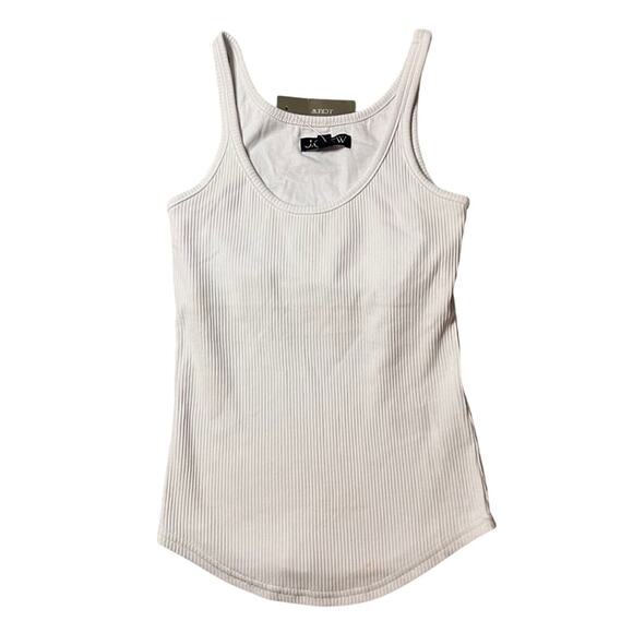 J.Crew White Ribbed Shelf Bra Tank Top XXS NWT | Stretch Layering Basic - Picture 4 of 7